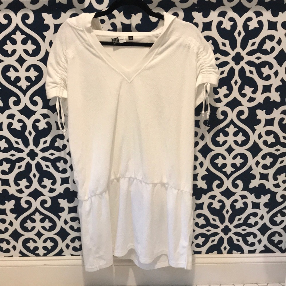 Hooded White Cotton Beach cover up